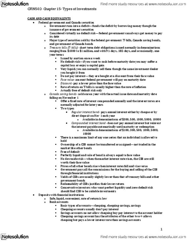 FIN 502 Chapter Notes - Chapter 15: Common Stock, Stock Exchange, Call Option thumbnail