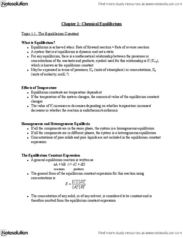 Chemistry 1027A/B Lecture Notes - Gas Constant, Inert Gas, Equilibrium Constant thumbnail