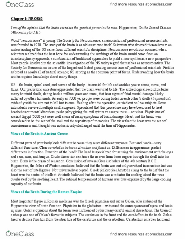 NROB60H3 Chapter Notes - Chapter 1: Chemical Reaction, Microtome, Model Organism thumbnail