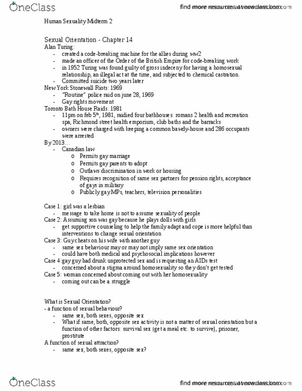 Psychology 2075 Chapter Notes - Chapter 14: Centre For Addiction And Mental Health, H-Y Antigen, Y Chromosome thumbnail