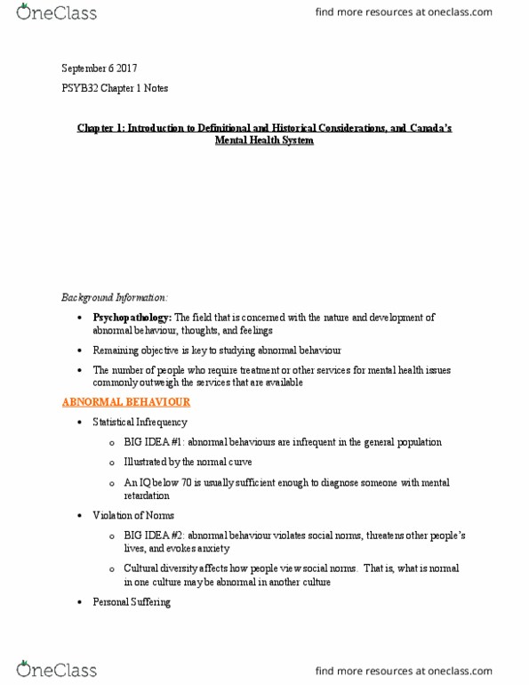 PSYB32H3 Lecture Notes - Lecture 1: Dementia Praecox, Demonology, Psychopathy thumbnail