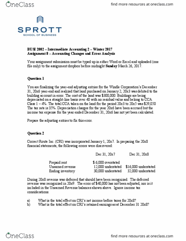 BUSI 2002 Lecture Notes - Lecture 8: Deferred Income, Retained Earnings, Financial Statement thumbnail