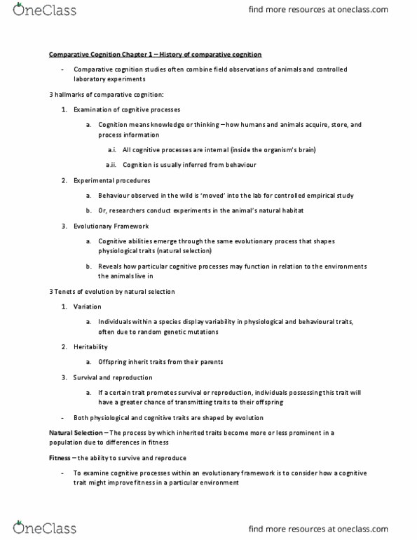 PSYC 205 Chapter Notes - Chapter 1: Sociobiology, Greylag Goose, Comparative Anatomy thumbnail