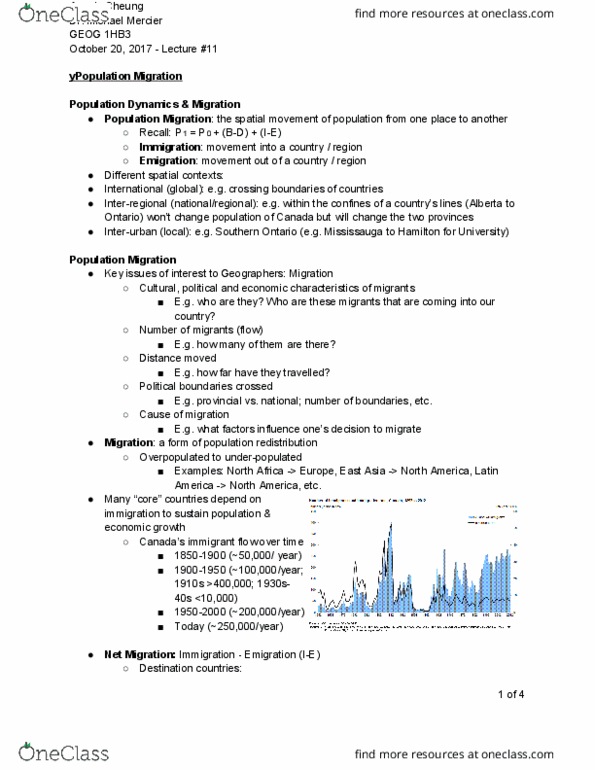 GEOG 1HB3 Lecture Notes - Lecture 11: Internally Displaced Person, New Place, Core Countries thumbnail