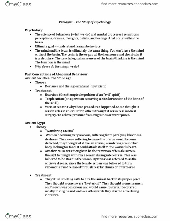 PSY 1101 Lecture Notes - Lecture 1: Wilhelm Wundt, Frontal Lobe, Reductionism thumbnail