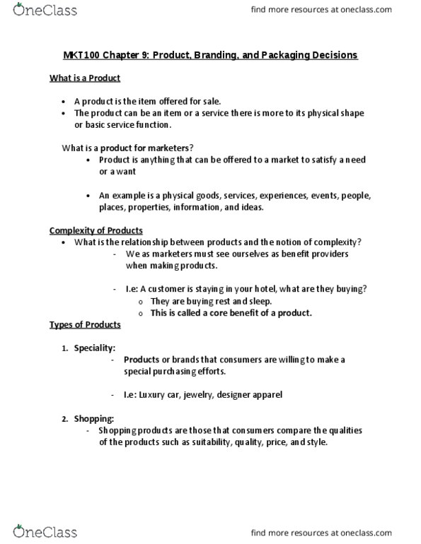 MKT 100 Lecture Notes - Lecture 8: Webcam, Baskin-Robbins, Brand Licensing thumbnail