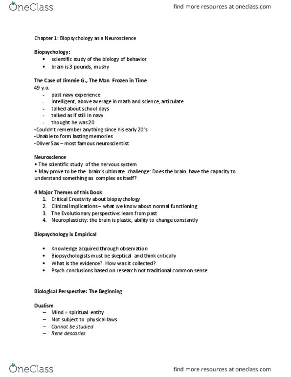 Psychology 2221B Lecture Notes - Lecture 1: Electrodermal Activity, Natural Sciences And Engineering Research Council, Lobotomy thumbnail