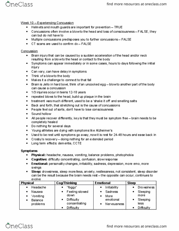 Nursing 4400A/B Lecture Notes - Lecture 10: Hypoesthesia, Christopher Nowinski, Job Security thumbnail