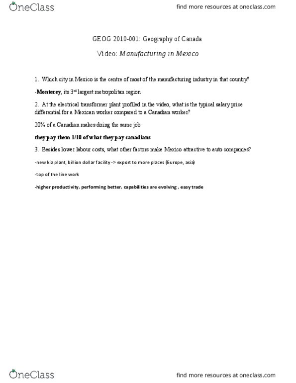 Geography 2010A/B Lecture 5: Video Questions - Manufacturing in Mexico thumbnail