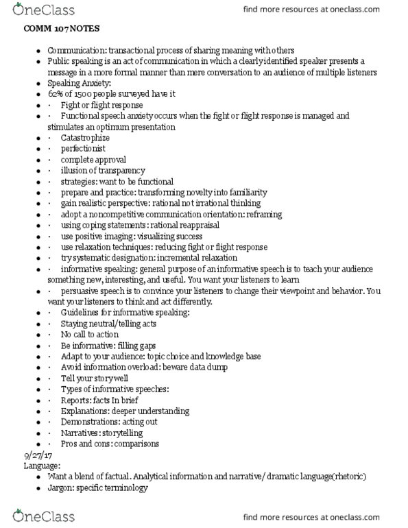 COMM 107 Lecture 3: COMM 107 Book Notes Chapter 1 thumbnail