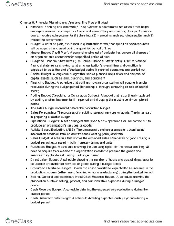 ACC 312 Lecture Notes - Lecture 6: Budget, Financial Statement, Income Statement thumbnail