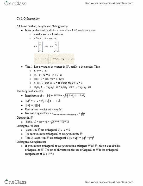 MATH 2210Q Chapter Notes - Chapter 6: Invertible Matrix, Orthogonal Basis, Standard Basis thumbnail