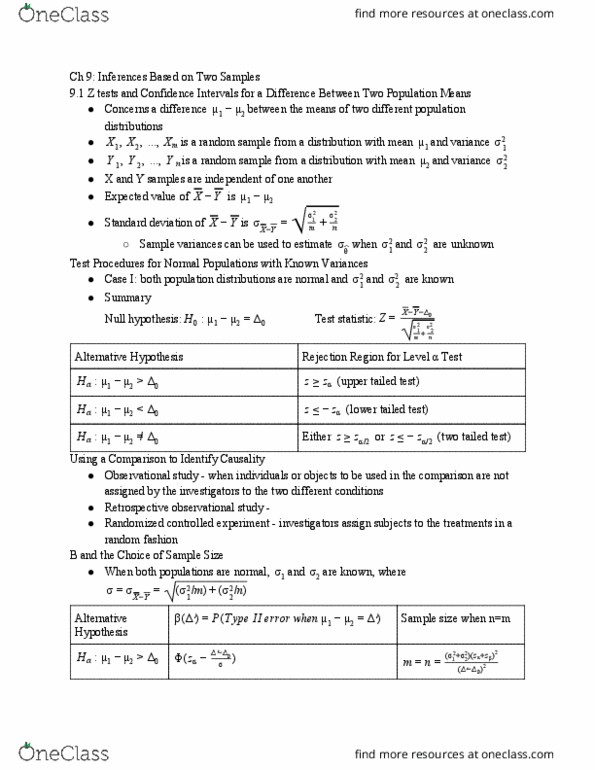 STAT 3025Q Chapter Notes - Chapter 9: Test Statistic, Type I And Type Ii Errors, Null Hypothesis thumbnail