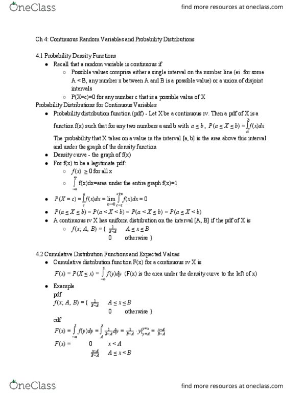 STAT 3025Q Chapter Notes - Chapter 4: Poisson Point Process, Poisson Distribution, Log-Normal Distribution thumbnail