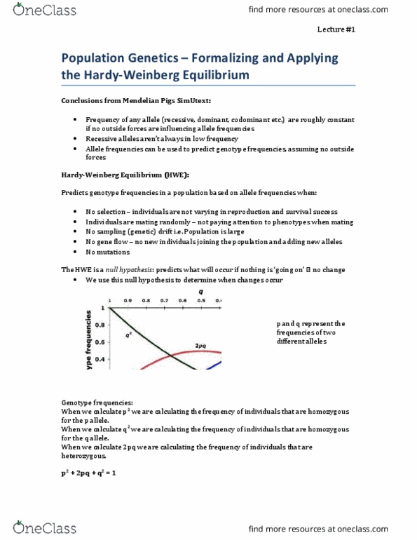 Biology 1201A Lecture Notes - Lecture 1: Allele Frequency, Genotype Frequency, Null Hypothesis thumbnail