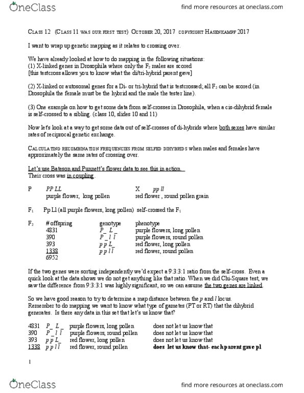 HISC45H3 Lecture Notes - Lecture 1: Dna Replication, Centromere, Synapsis thumbnail