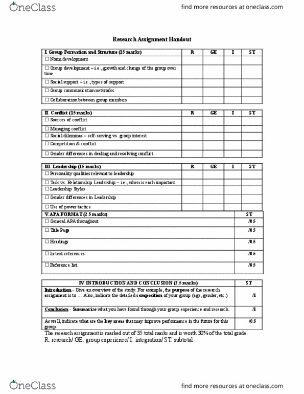 PSYC 3430 Chapter 1-5: 3430 Research Paper Scoring Rubric - Out of 35 thumbnail