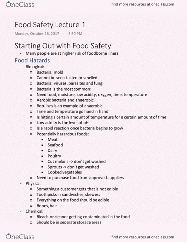 HTM 3090 Lecture Notes - Lecture 1: Hand Washing, Hairnet, Nail Polish thumbnail