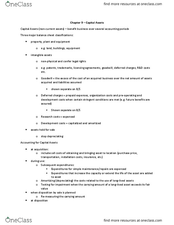 ADMS 2500 Chapter Notes - Chapter 9: Income Statement, Cash Flow, Deferral thumbnail