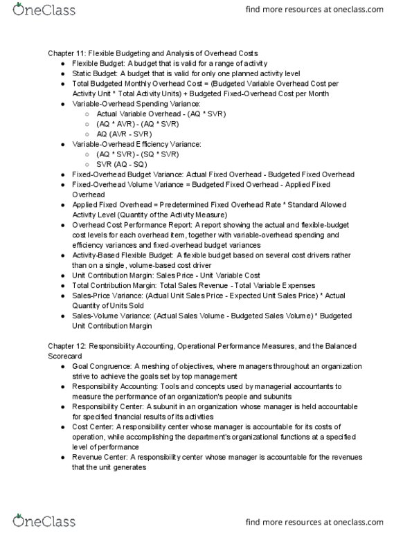 ACC 312 Lecture Notes - Lecture 8: Contribution Margin, Balanced Scorecard, Cost Driver thumbnail