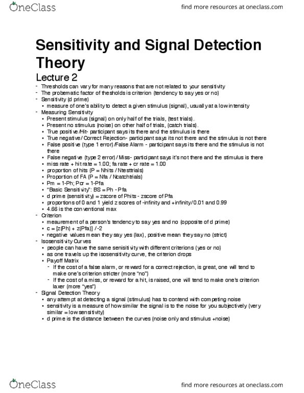 PSYC 2220 Lecture Notes - Lecture 2: Normal-Form Game, Detection Theory thumbnail