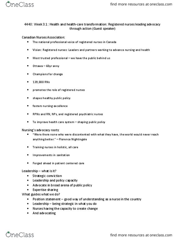 Nursing 4440A/B Lecture Notes - Lecture 3: Naloxone, Nursing Process, Canada Pension Plan thumbnail
