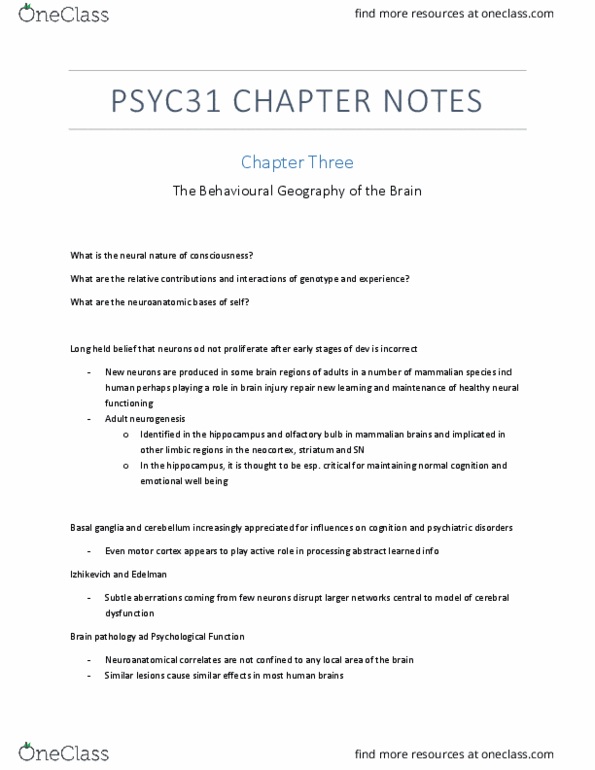 PSYC31H3 Chapter 3: Chapter 3 Notes thumbnail