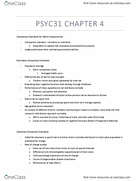 PSYC31H3 Chapter Notes - Chapter 4: Umber, Statistical Significance, Aphasia thumbnail