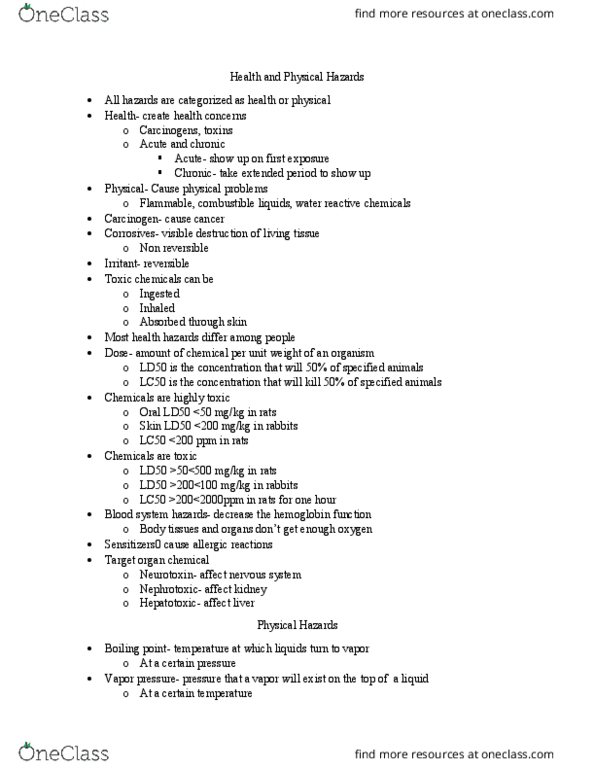 TECH 43080 Lecture Notes - Lecture 27: Shelf Life, Immediately Dangerous To Life Or Health, Flammable Liquid thumbnail