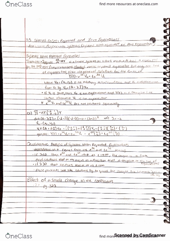 MATH 2420Q Chapter 3.5: 3.5 Special Cases - Repeated and Zero Eigenvalues thumbnail