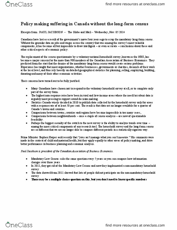 Geography 2011A/B Lecture 4: 4 Long Form Census Fact Sheet thumbnail