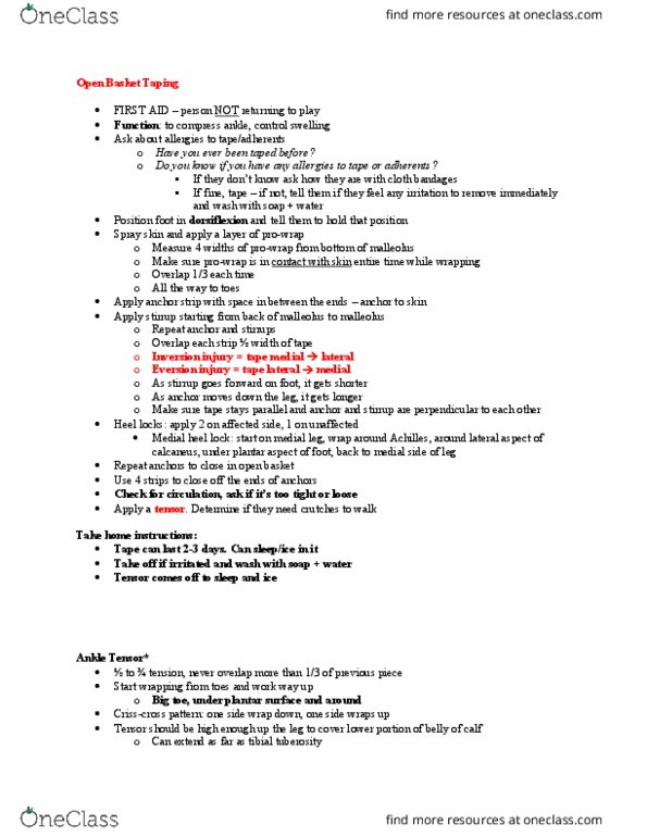 Kinesiology 4585 Lecture 1: Taping Practical Exam Notes thumbnail