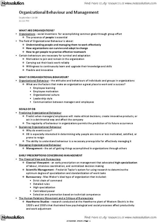 Business Administration 2295F/G Chapter Notes -Total Quality Management, Extraversion And Introversion, Machiavellianism thumbnail