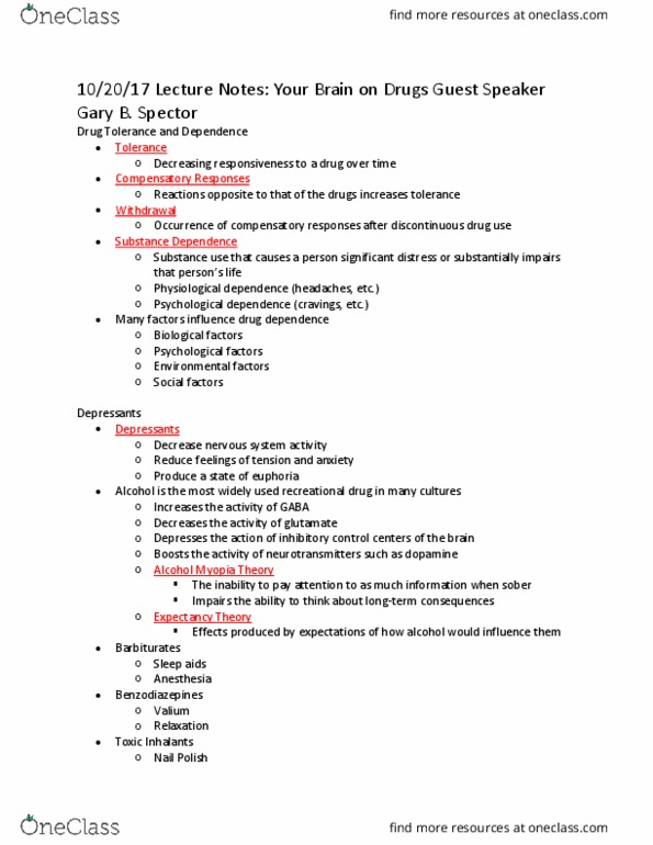 PSYCH 101 Lecture Notes - Lecture 17: Cholinergic, Tachycardia, Brain Herniation thumbnail