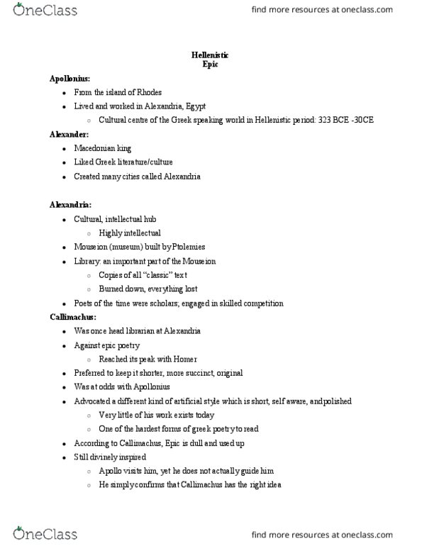 CLASSICS 1B03 Lecture Notes - Lecture 16: Sophocles, Origin Myth, Euripides thumbnail