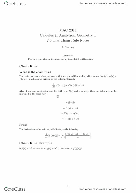MAC2311 Lecture Notes - Lecture 12: Trigonometric Functions thumbnail