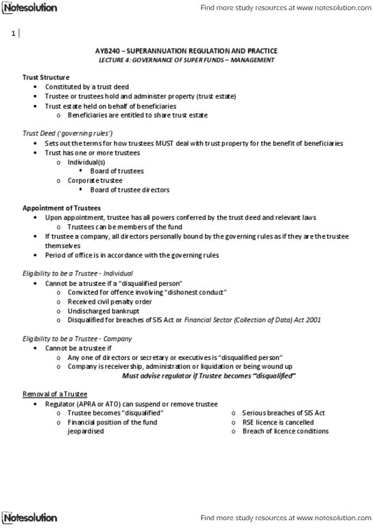 AYB240 Lecture Notes - Lecture 4: Corporations Act 2001, List Of Bus Routes In Staten Island, Investment Strategy thumbnail