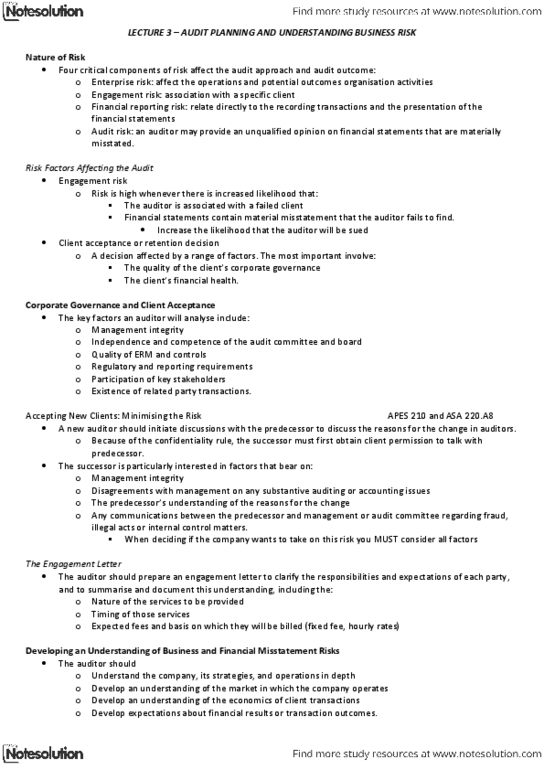 AYB301 Lecture Notes - Lecture 3: Trend Analysis, Inventory Turnover, Audit Risk thumbnail