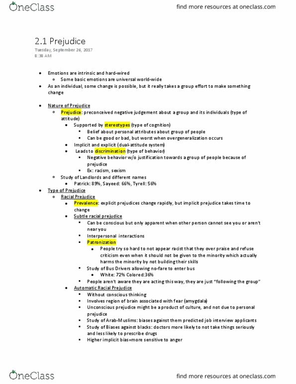 PSY 311 Lecture Notes - Lecture 5: Homophobia, Class Discrimination, Heterosexism thumbnail