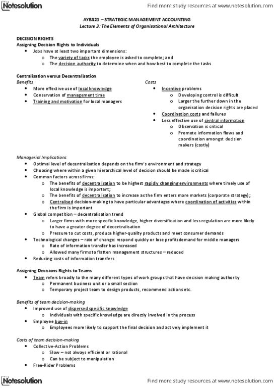 AYB321 Lecture Notes - Lincoln Electric, Opportunism, Risk Aversion thumbnail