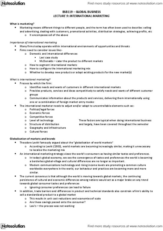 BSB119 Lecture Notes - Leading Edge, Predatory Pricing, Experience Curve Effects thumbnail