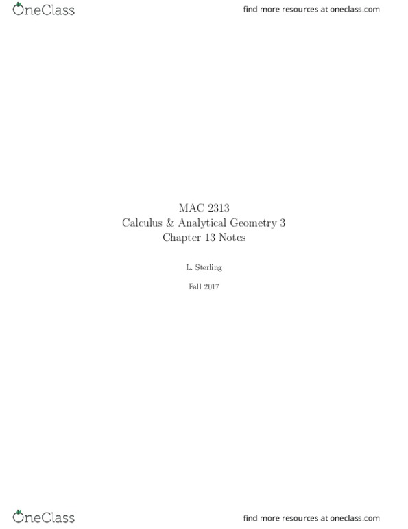MAC2313 Chapter Notes - Chapter 13: Simply Connected Space, Conservative Force, Riemann Sum thumbnail