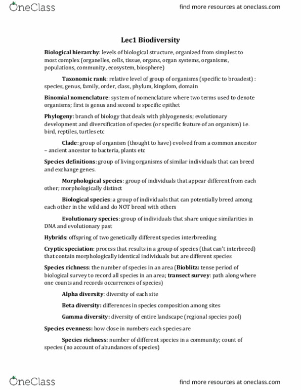 EEB215H1 Lecture Notes - Lecture 1: Heredity, Critical Role, Chromosome thumbnail