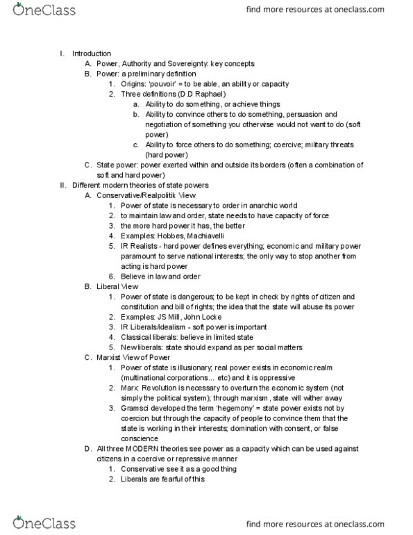 POLI 100 Lecture Notes - Lecture 3: Indigenous Rights, Charismatic Authority, Economic Globalization thumbnail