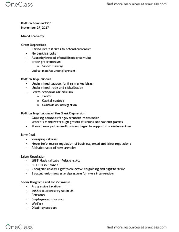 Political Science 2211E Lecture Notes - Lecture 9: Multiple Choice, Consumer Protection, Environmental Movement thumbnail