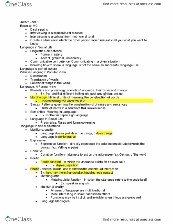 ANTH 0780 Lecture Notes - Lecture 12: Dynamical System, Indexicality, Practice Theory thumbnail