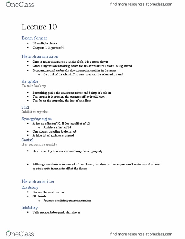 NEUR 3403 Lecture Notes - Lecture 10: Locus Coeruleus, Hypervigilance, Substantia Nigra thumbnail