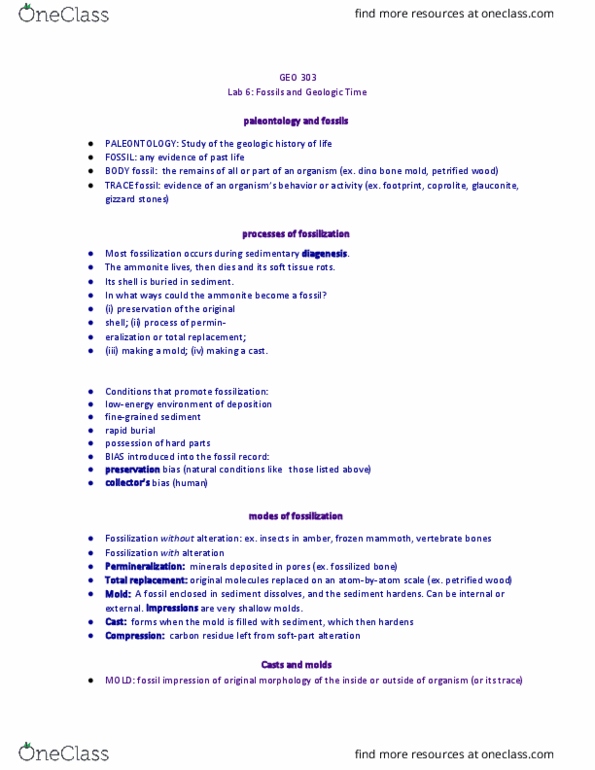 GEO 303 Lecture Notes - Lecture 6: Laurie Duncan, Cladistics, Chordate thumbnail