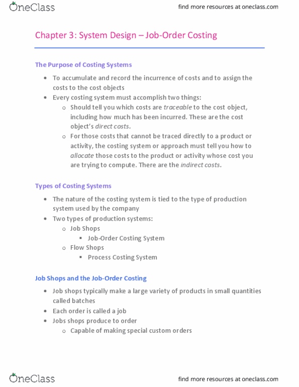 ACCT 2550 Chapter Notes - Chapter 3: Subledger, Cost Driver, The Need thumbnail