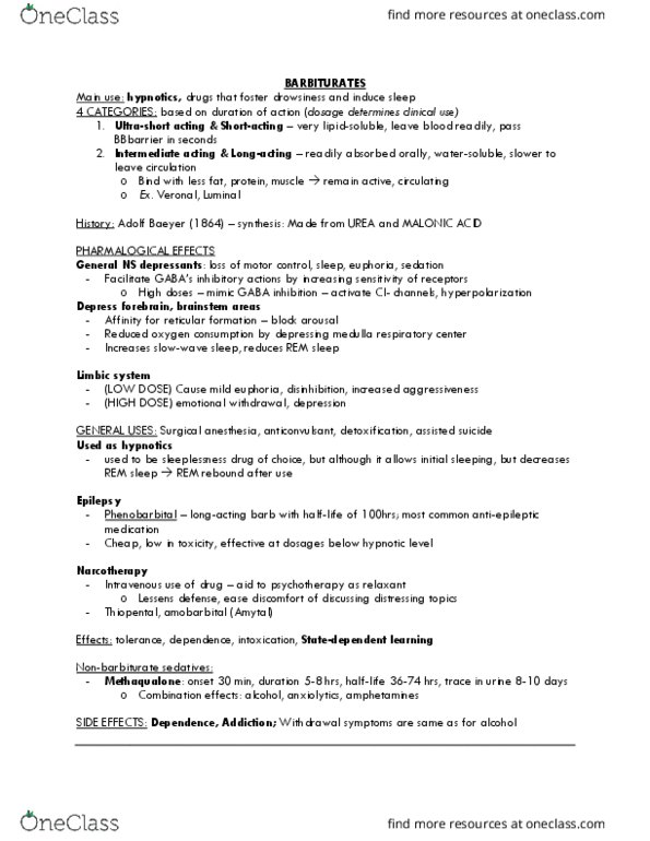 PSY 315 Lecture Notes - Lecture 9: Methamphetamine, Henri Laborit, Zolpidem thumbnail